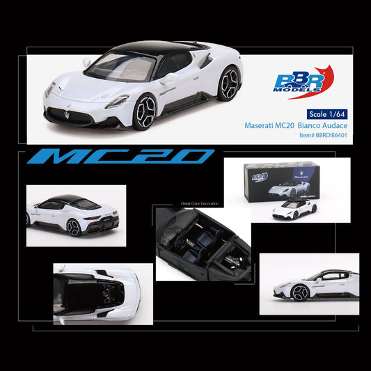 BBR MODELS Maserati MC20 Bianco Audace 1:64 - BBRDIE6401