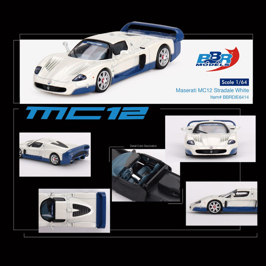 BBR MODELS Maserati MC12 Stradale White 1:64 - BBRDIE6414