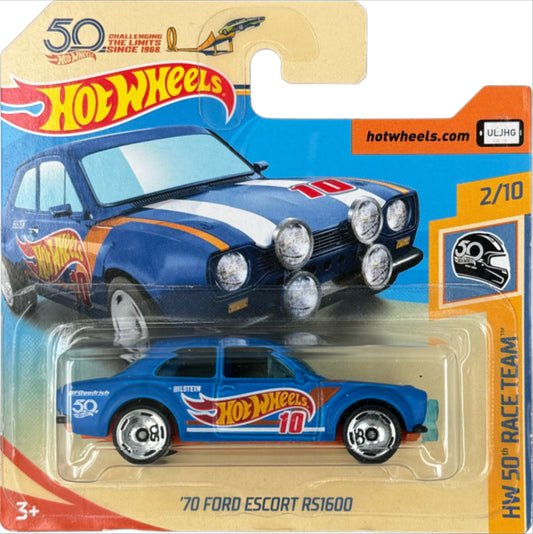 2018 HOT WHEELS 50th Anniversary Race Team '70 Ford Escort RS1600 1:64 2/10 - FJX45