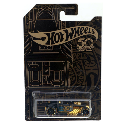 2018 HOT WHEELS 50th Anniversary Black and Gold Series Bone Shaker 1:64 1/6 - FRN34