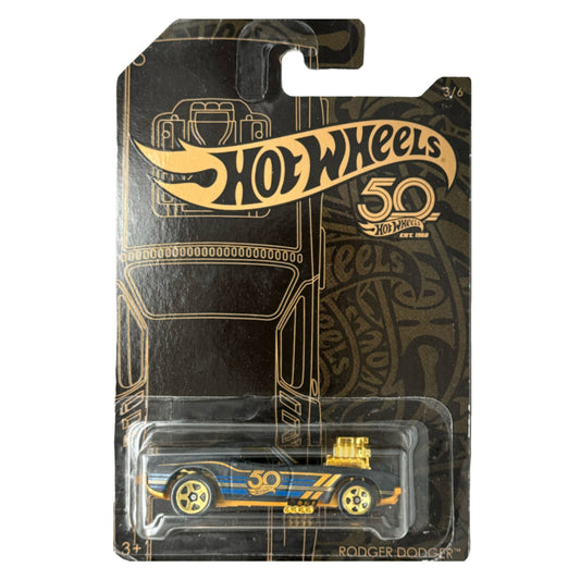 2018 HOT WHEELS 50th Anniversary Black and Gold Series Rodger Dodger 1:64 3/6 - FRN36