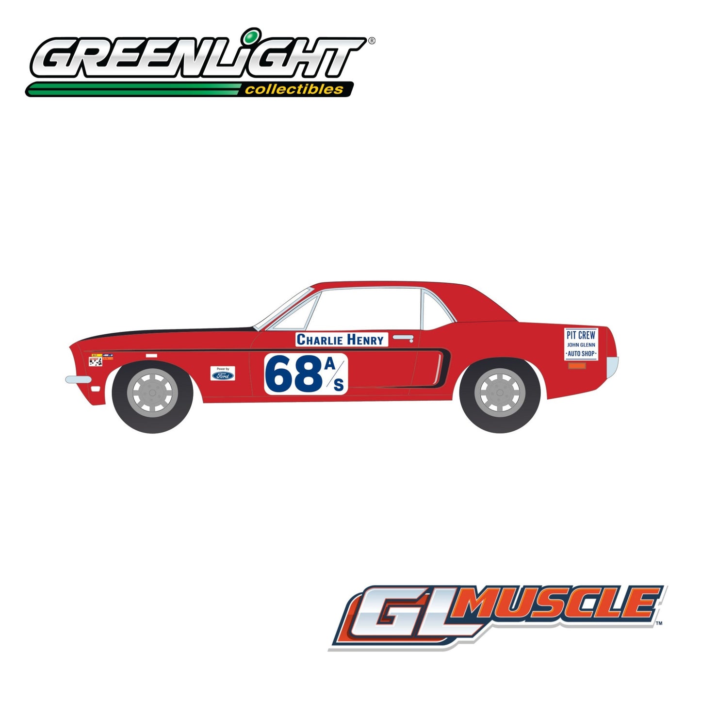 GREENLIGHT Muscle Series 29 - 1968 Ford Mustang GT Coupe #68 Charlie Henry Race Car 1:64 - 13360-B