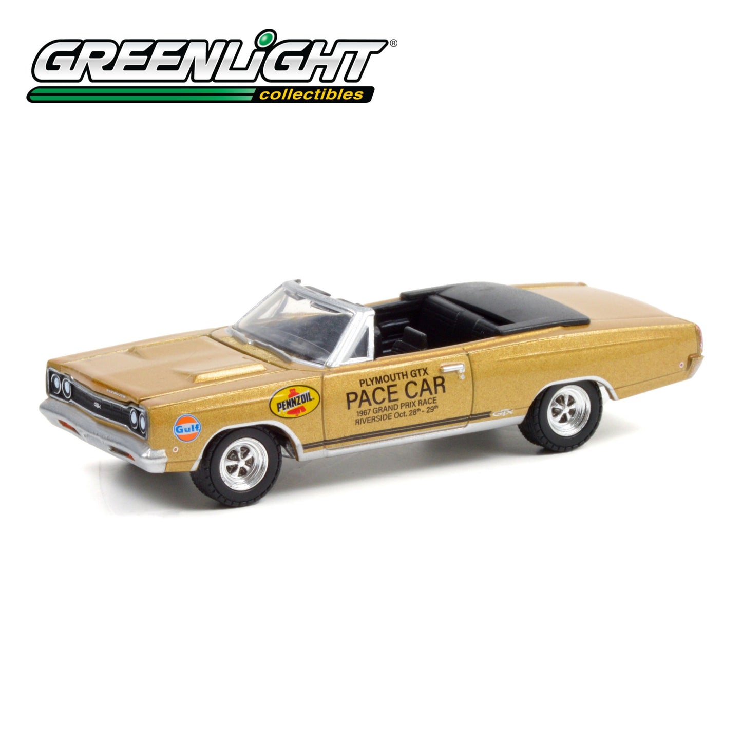 GREENLIGHT 1968 Plymouth GTX 426 HEMI Convertible - 1967 Los Angeles Times Grand Prix at Riverside International Raceway Pace Car 1:64 - 30272