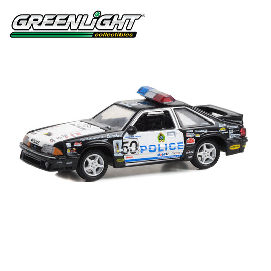 GREENLIGHT 1993 Ford Mustang LX - Edmonton Police, Edmonton, Alberta, Canada - Blue Line Racing 25 Years 1:64 - 30368