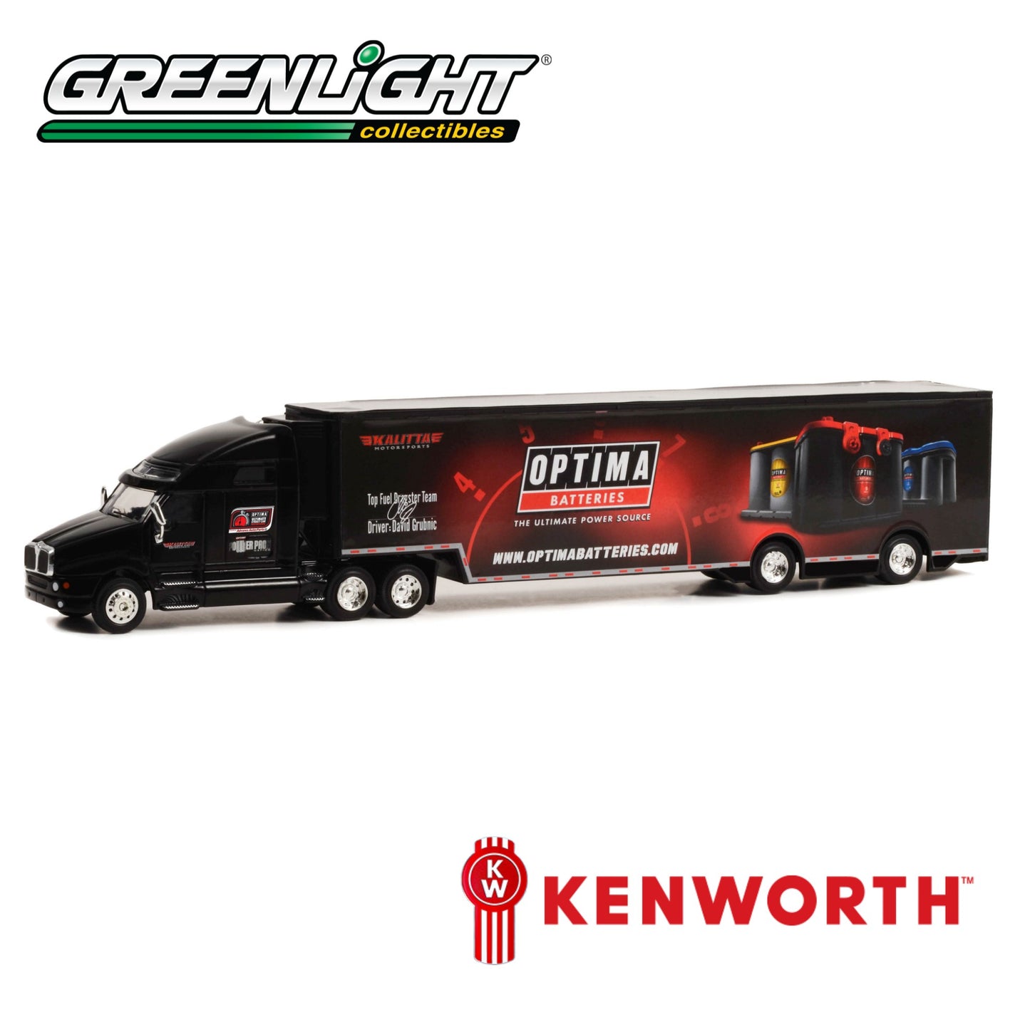 GREENLIGHT Kenworth T2000 - OPTIMA Batteries 'The Ultimate Power Source' Transporter 1:64 - 30378