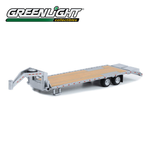 GREENLIGHT Gooseneck Trailer - Primer Gray with Red and White Conspicuity Stripes 1:64 - 30391