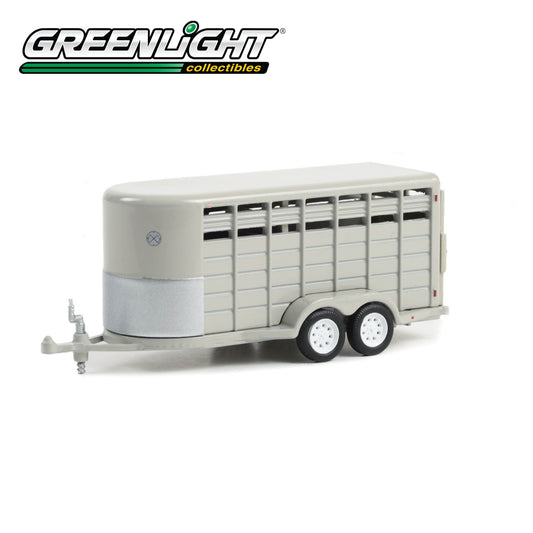 GREENLIGHT Hitch & Tow Trailers - 14-Foot Livestock Trailer - Grey 1:64 - 30424