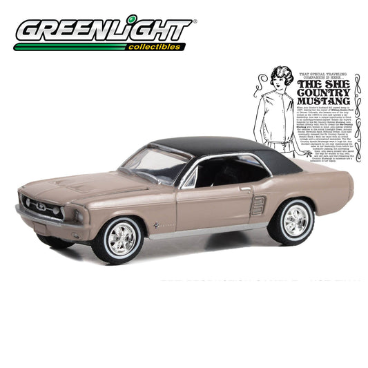 GREENLIGHT 1967 Ford Mustang Coupe "She Country Special" - Bill Goodro Ford, Denver, Colorado - Autumn Smoke 1:64 - 30426