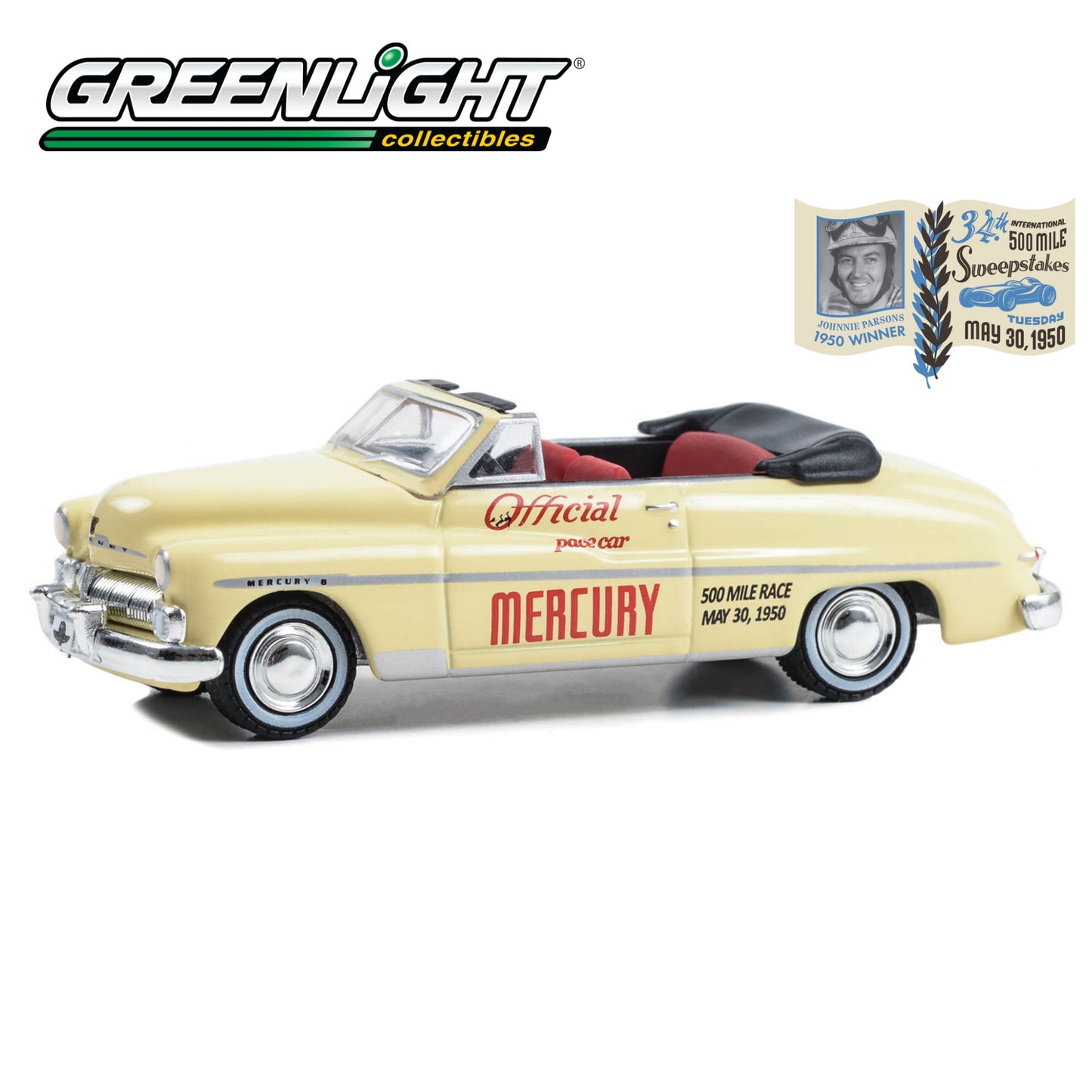 GREENLIGHT 1950 Mercury Monterey Convertible Official Pace Car - 34th International 500 Mile Sweepstakes 1:64 - 30434