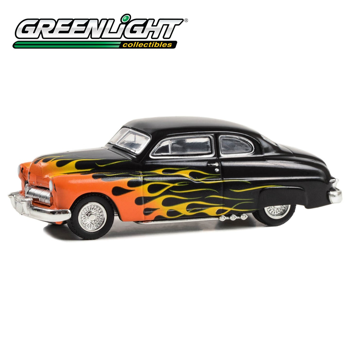 GREENLIGHT Flames The Series - 1949 Mercury Eight 2-Door Coupe - Black with Flames 1:64 - 30435