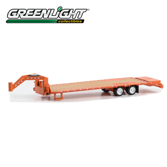 GREENLIGHT Gooseneck Trailer - Orange with Red and White Conspicuity Stripes 1:64 - 30486