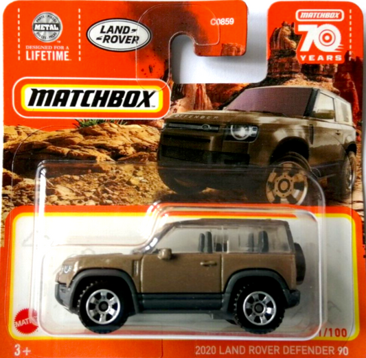 MATCHBOX 2020 Land Rover Defender 90 Brown 81/100 MBX Off-Road 1:64 - HLD21