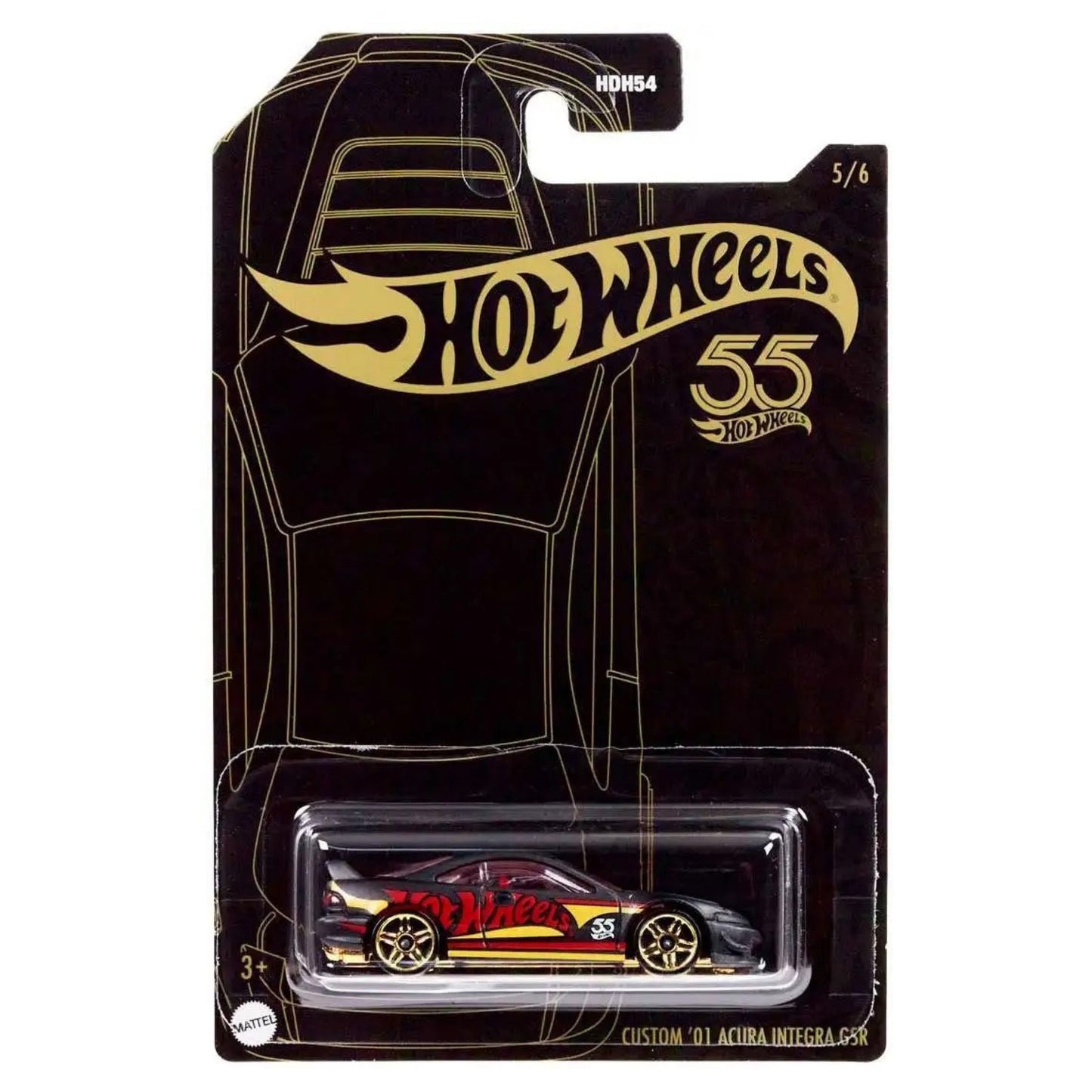 2023 HOT WHEELS 55th Anniversary Black and Gold Series Custom '01 Acura Integra GSR 1:64 5/6 - HLK07