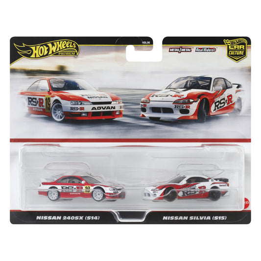 HOT WHEELS Premium Car Culture 2 Pack - Nissan 240SX (S14) &amp; Nissan Silvia (S15) 1:64 - HRR84