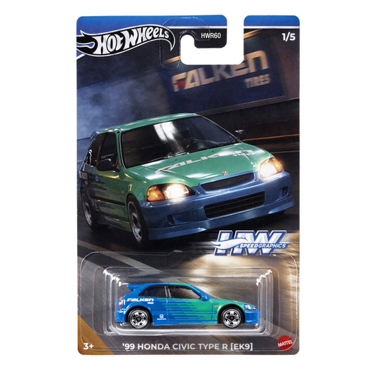 HOT WHEELS '99 Honda Civic Type R (EK9) Falken Tyres - HW Speed Graphics 1/5 1:64 - HRT09