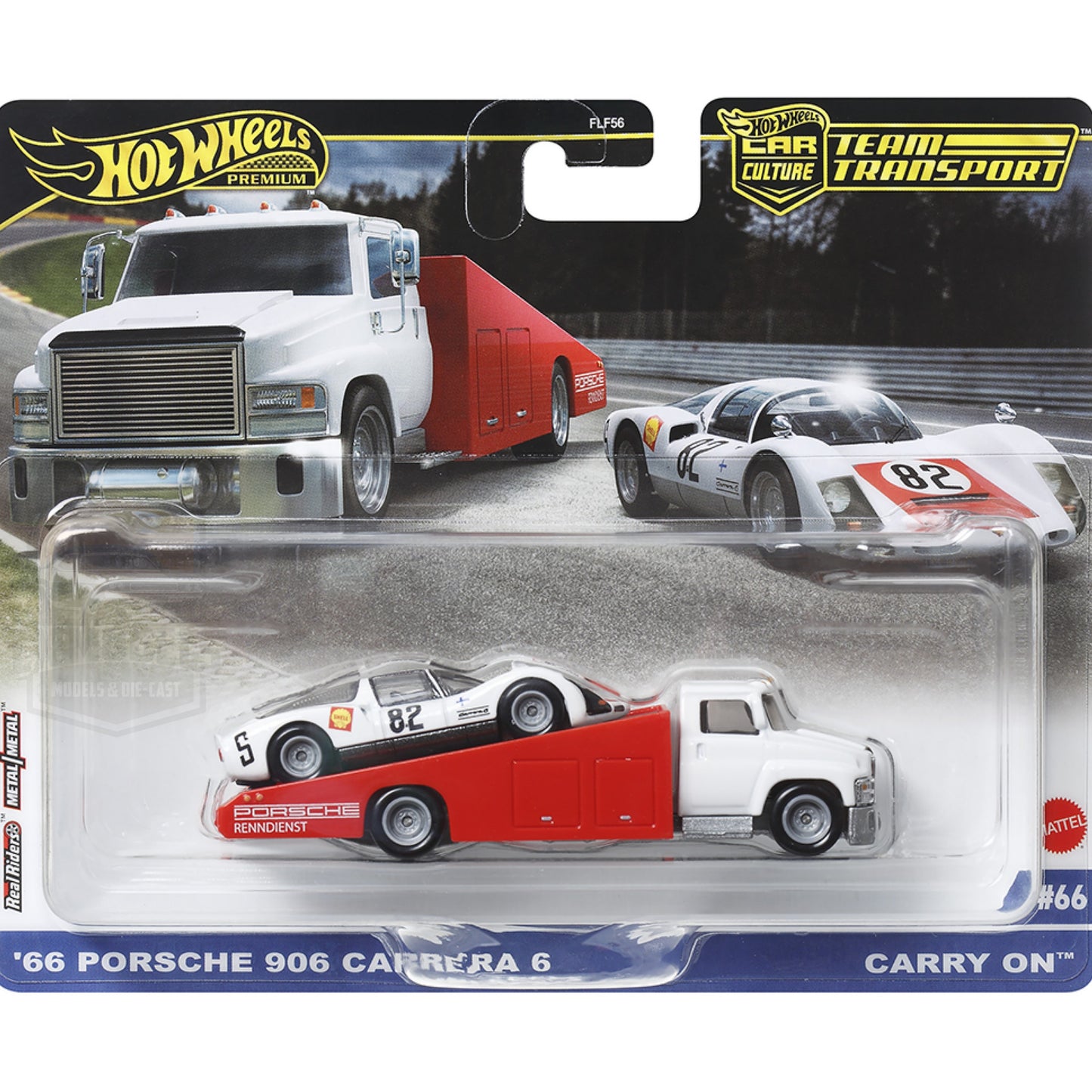 HOT WHEELS Premium Team Transport - ’66 Porsche 906 Carrera 6/Carry On #66 1:64 - HRV47