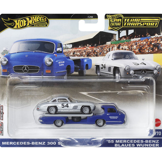 HOT WHEELS Premium Team Transport - Mercedes-Benz 300 SL/’55 Mercedes Benz Blaues Wunder #70 1:64 - HRV48