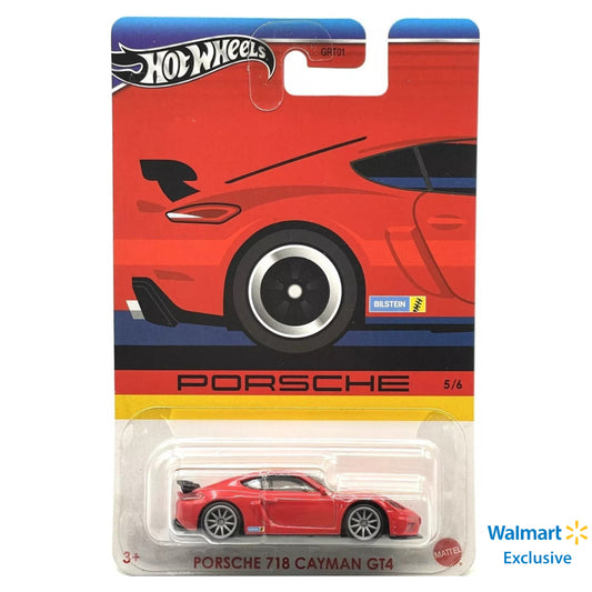 2024 HOT WHEELS Porsche 718 Cayman GT4 1:64 Red Walmart USA Exclusive 5/6 - HRW60