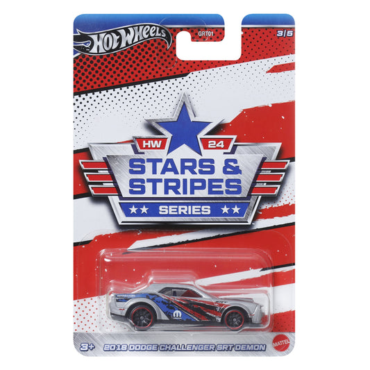 HOT WHEELS 2018 Dodge Challenger SRT Demon - Stars & Stripes Series 3/5 1:64 - HRW64