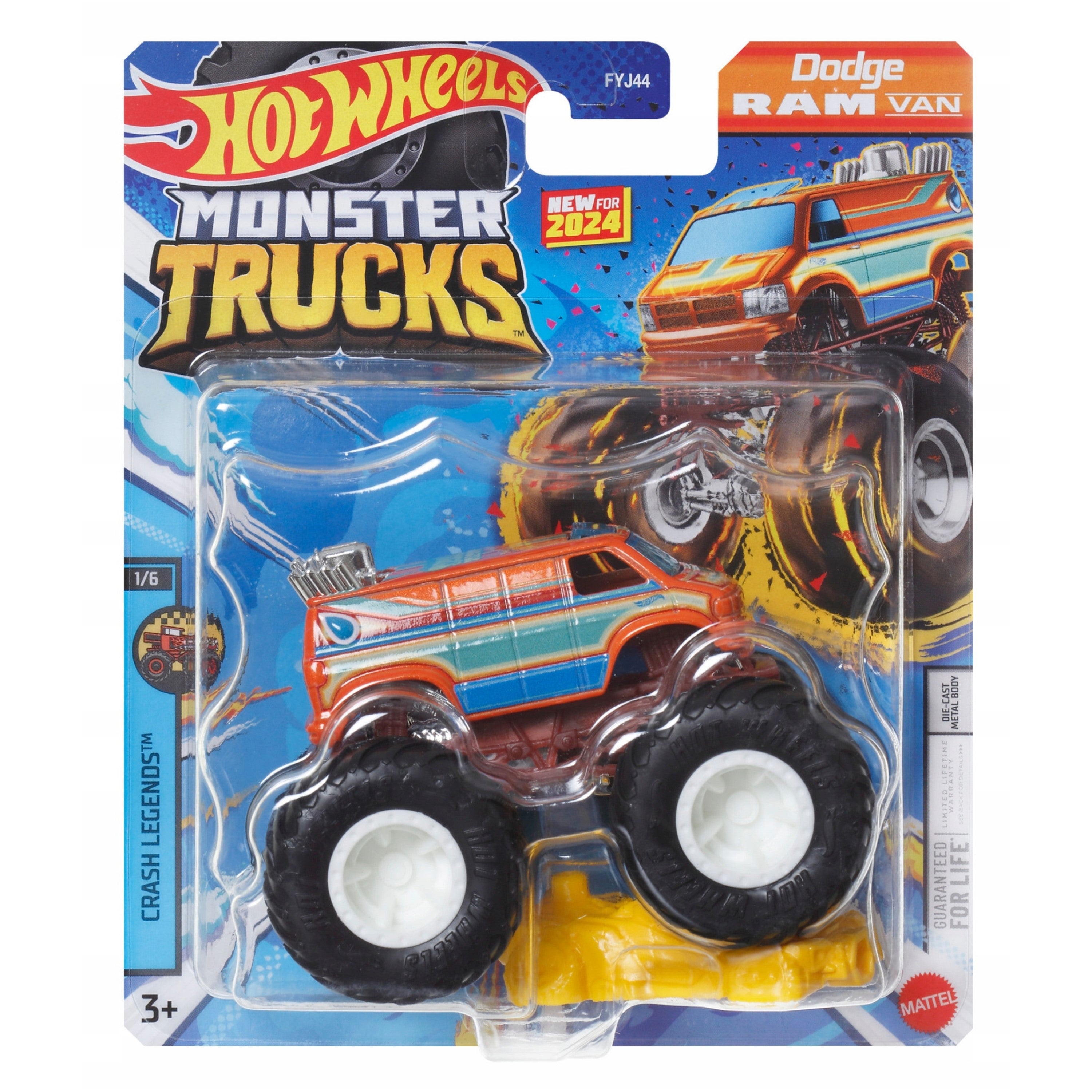 Hot Wheels Monster Trucks DODGE RAM VAN Crash Legends 1 6 1 64 HTM CX Models