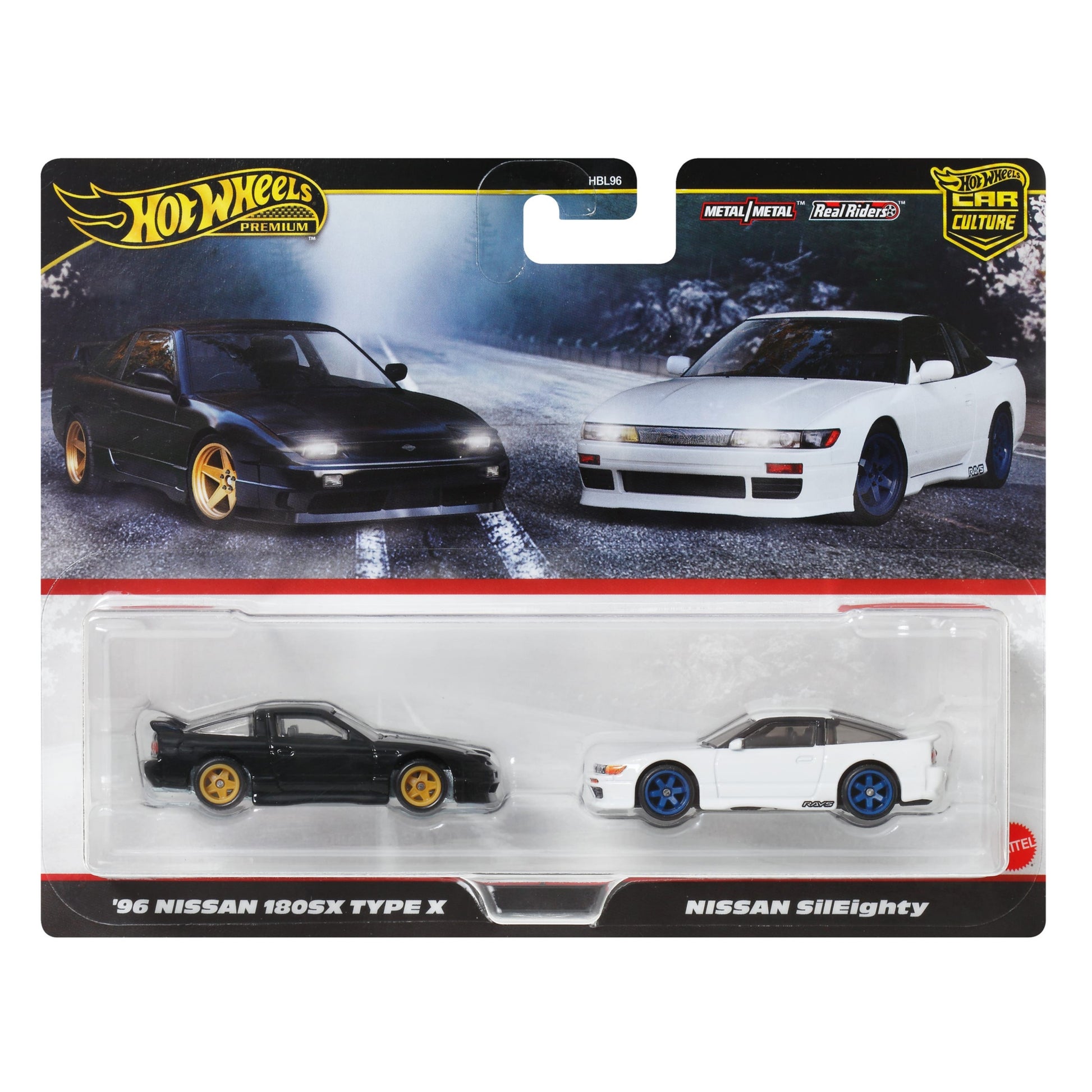 HOT WHEELS Premium Car Culture 2 Pack - '96 Nissan 180SX Type X & Nissan SilEighty 1:64 - JBK96