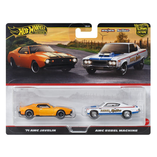 HOT WHEELS Premium Car Culture 2 Pack - '71 AMC Javelin & AMC Rebel Machine 1:64 - JBL06