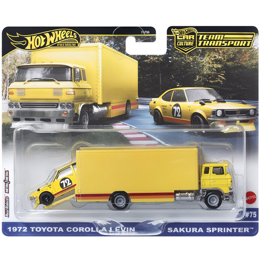 HOT WHEELS Premium Team Transport - 1972 Toyota Corolla Levin/Sakura Sprinter #75 1:64 - JBM34