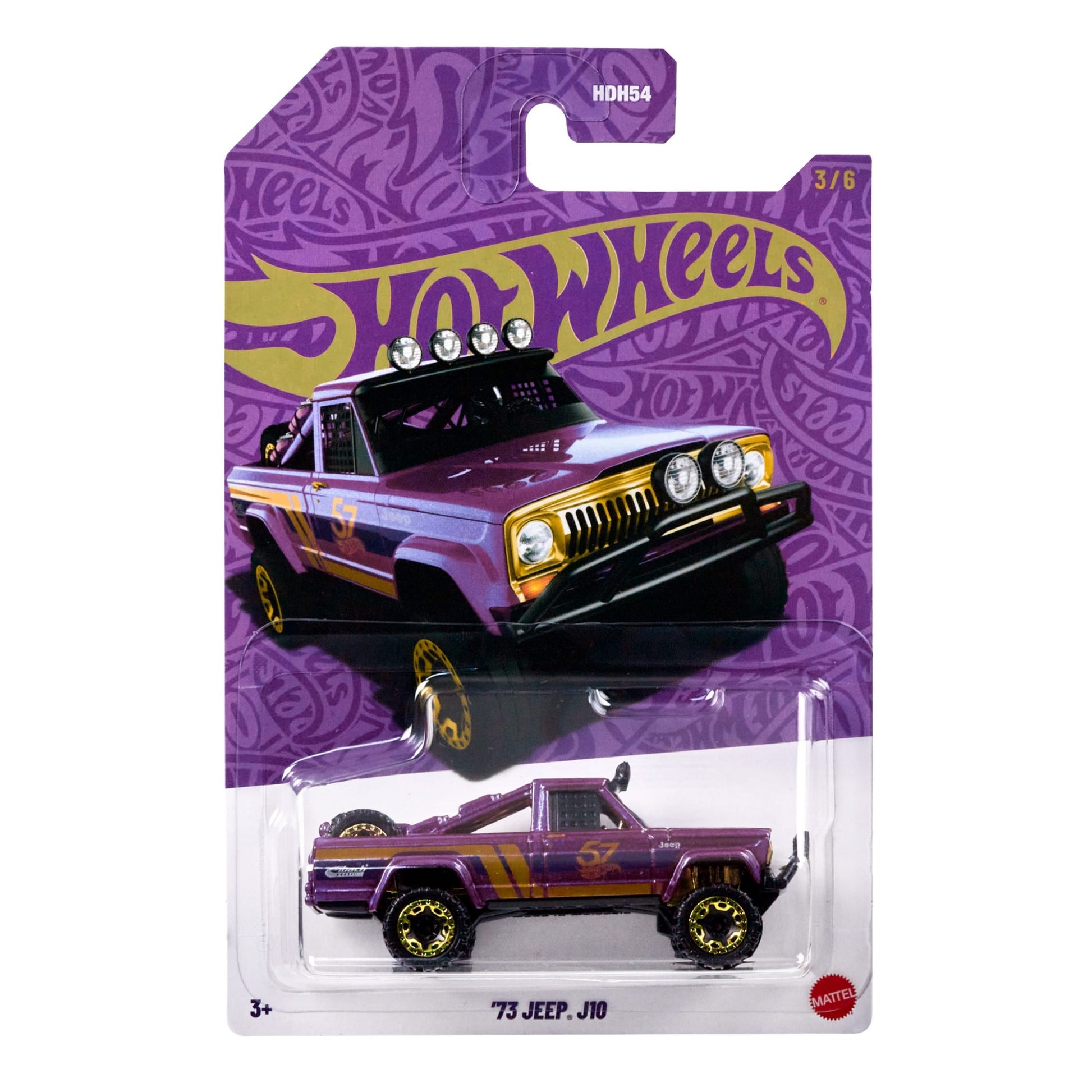 2025 HOT WHEELS 57th Anniversary Purple and Gold Series '73 Jeep J10 1:64 3/6 - JDM22