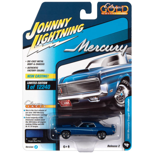 JOHNNY LIGHTNING 1969 Mercury Cougar Eliminator Bright Blue 1:64 - JLCG029A-4