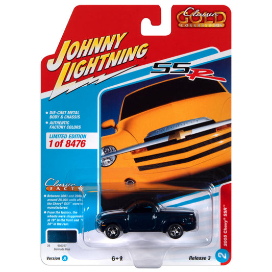 JOHNNY LIGHTNING 2005 Chevrolet SSR Bermuda Blue with Black SS Stripes 1:64 - JLCG030A-2