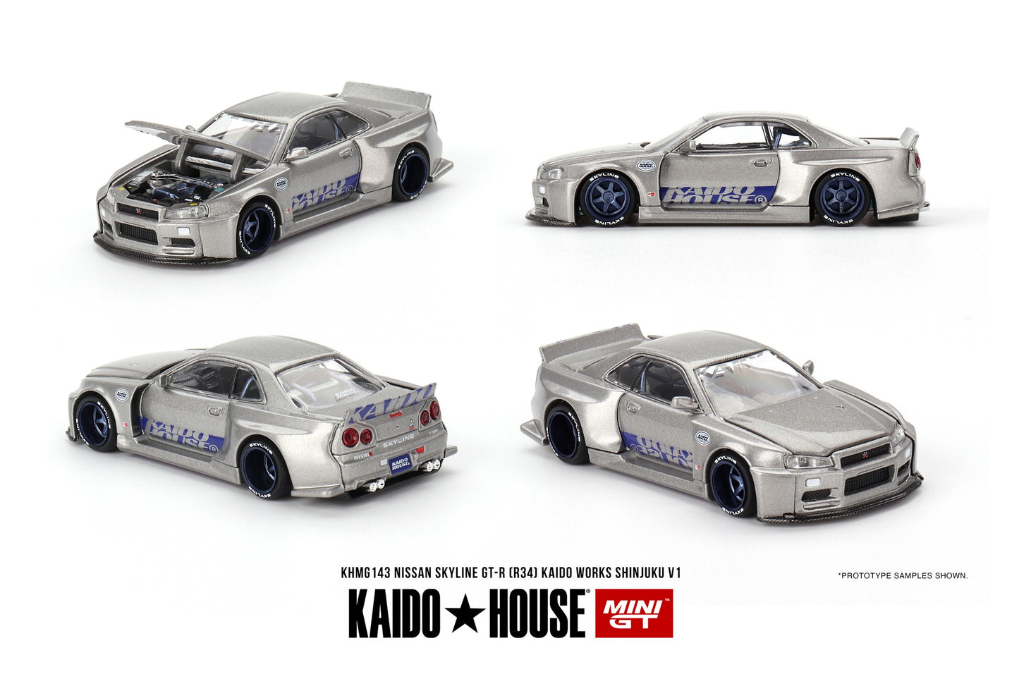 MINI GT Nissan Skyline GT-R (R34) Kaido Works SHINJUKU V1  1:64 - KHMG143