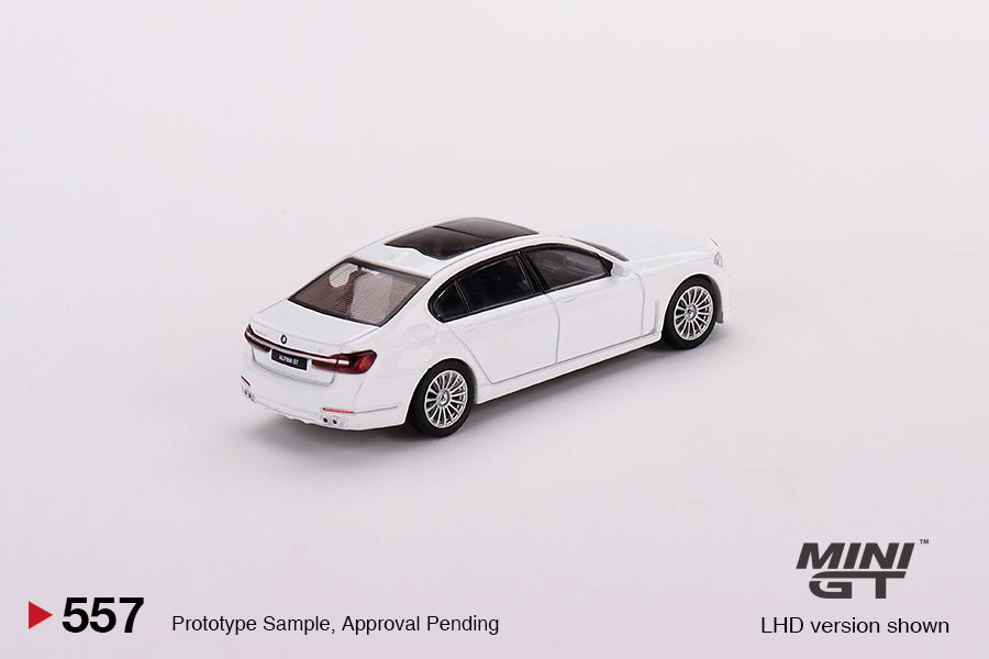 MINI GT BMW Alpina B7 xDrive Alpine White LHD/RHD #557 1:64 - MGT00557