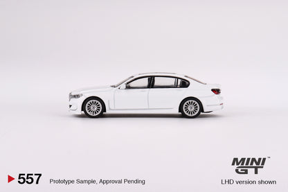 MINI GT BMW Alpina B7 xDrive Alpine White LHD/RHD #557 1:64 - MGT00557