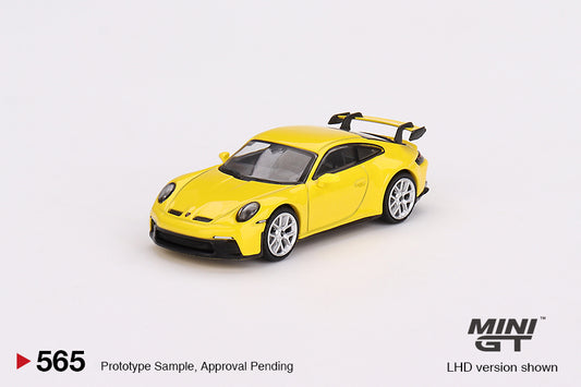 MINI GT Porsche 911 (992) GT3 Racing Yellow LHD/RHD #565 1:64 - MGT00565