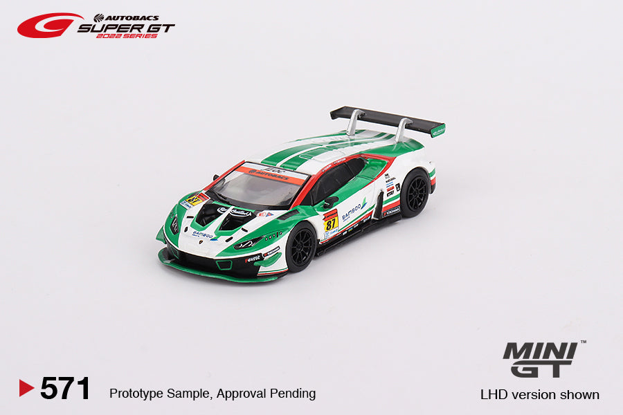 MINI GT Lamborghini Huracán GT3 EVO #87 “Bamboo Airways Lamborghini GT3” JLOC 2022 Super GT Series LHD #571 1:64 - MGT00571