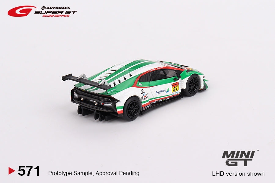 MINI GT Lamborghini Huracán GT3 EVO #87 “Bamboo Airways Lamborghini GT3” JLOC 2022 Super GT Series LHD #571 1:64 - MGT00571