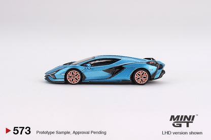 MINI GT Lamborghini Sián FKP 37 Blu Aegir LHD #573 1:64 - MGT00573