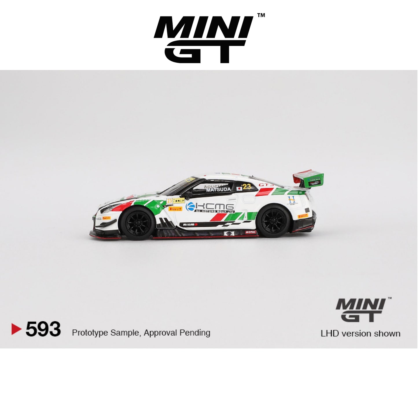 MINI GT Nissan GT-R NISMO GT3 #23 KCMG 2018 FIA GT World Cup Macau LHD #593 1:64 - MGT00593-L