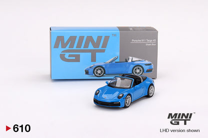 MINI GT Porsche 911 Targa 4S Shark Blue LHD/RHD #610 1:64 - MGT00610