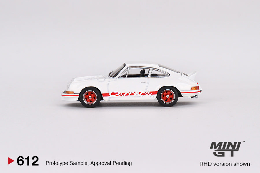 MINI GT Porsche 911 Carrera RS 2.7 Grand Prix White with Red Livery LHD #612 1:64 - MGT00612