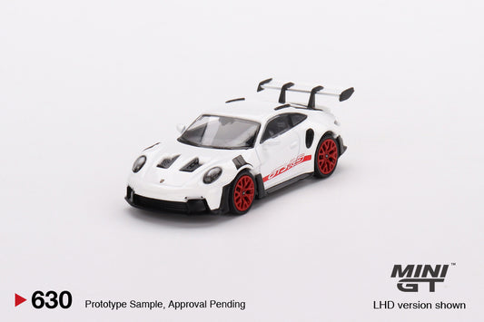 MINI GT Porsche 911 (992) GT3 RS White with Pyro Red Accent Package LHD/RHD #630 1:64 - MGT00630