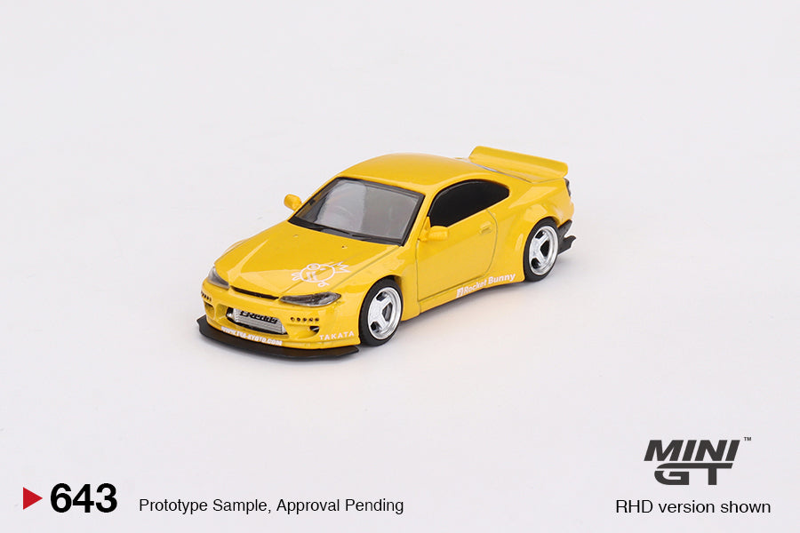 MINI GT Nissan Silvia (S15) Rocket Bunny Bronze Yellow RHD #643 1:64 - MGT00643