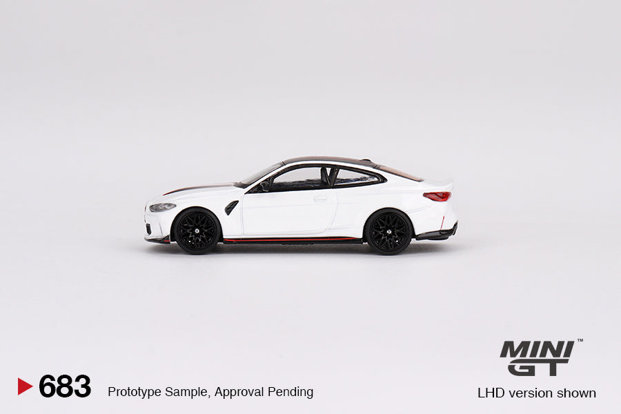 MINI GT BMW M4 CSL Alpine White LHD/RHD #683 1:64 - MGT00683