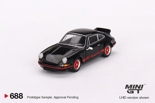 MINI GT Porsche 911 Carrera RS 2.7 Black with Red Livery LHD/RHD #688 1:64 - MGT00688