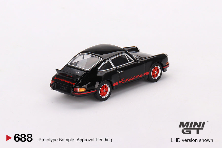 MINI GT Porsche 911 Carrera RS 2.7 Black with Red Livery LHD/RHD #688 1:64 - MGT00688