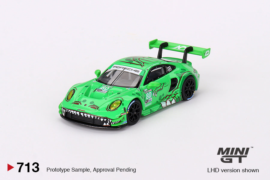 MINI GT Porsche 911 GT3 R #80 GTD AO Racing 2023 IMSA Sebring 12 Hrs "Rexy" LHD #713 1:64 - MGT00713