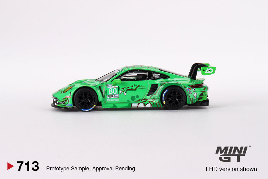 MINI GT Porsche 911 GT3 R #80 GTD AO Racing 2023 IMSA Sebring 12 Hrs "Rexy" LHD #713 1:64 - MGT00713