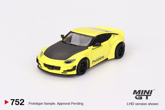 MINI GT Nissan Z Pandem Ikazuchi Yellow LHD/RHD #752 1:64 - MGT00752