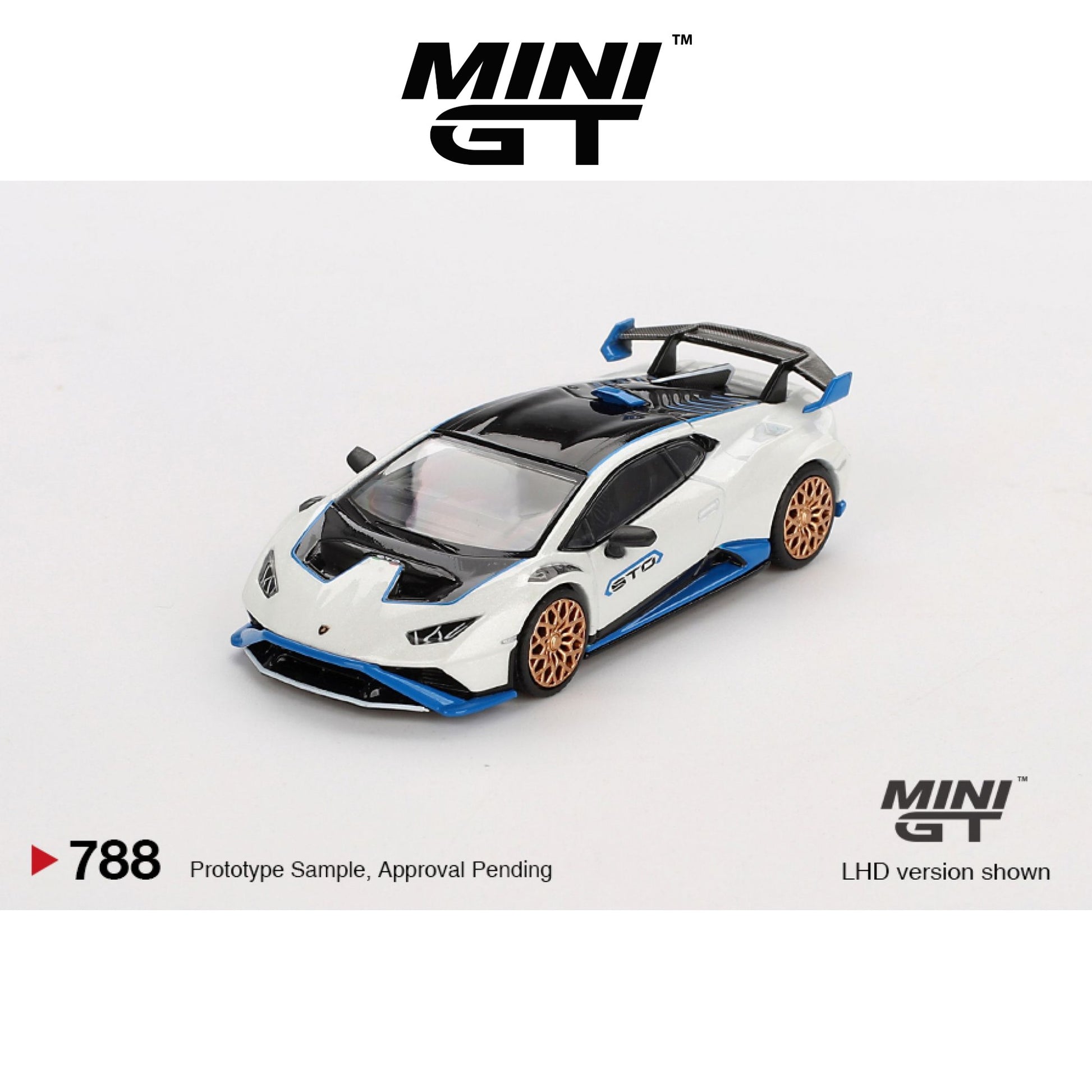 MINI GT Lamborghini Huracán STO Bianco Asopo LHD/RHD #788 1:64 - MGT00788