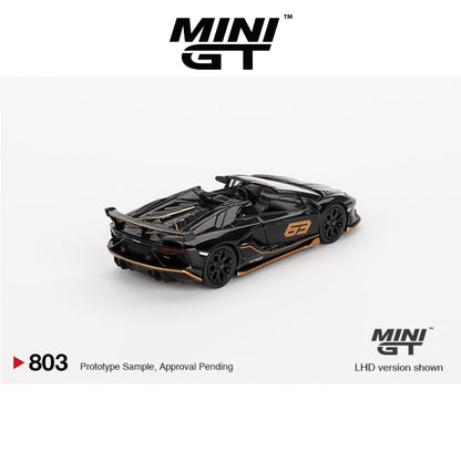 MINI GT Lamborghini Aventador SVJ 63 Roadster Nero Aldebaran LHD/RHD #803 1:64 - MGT00803